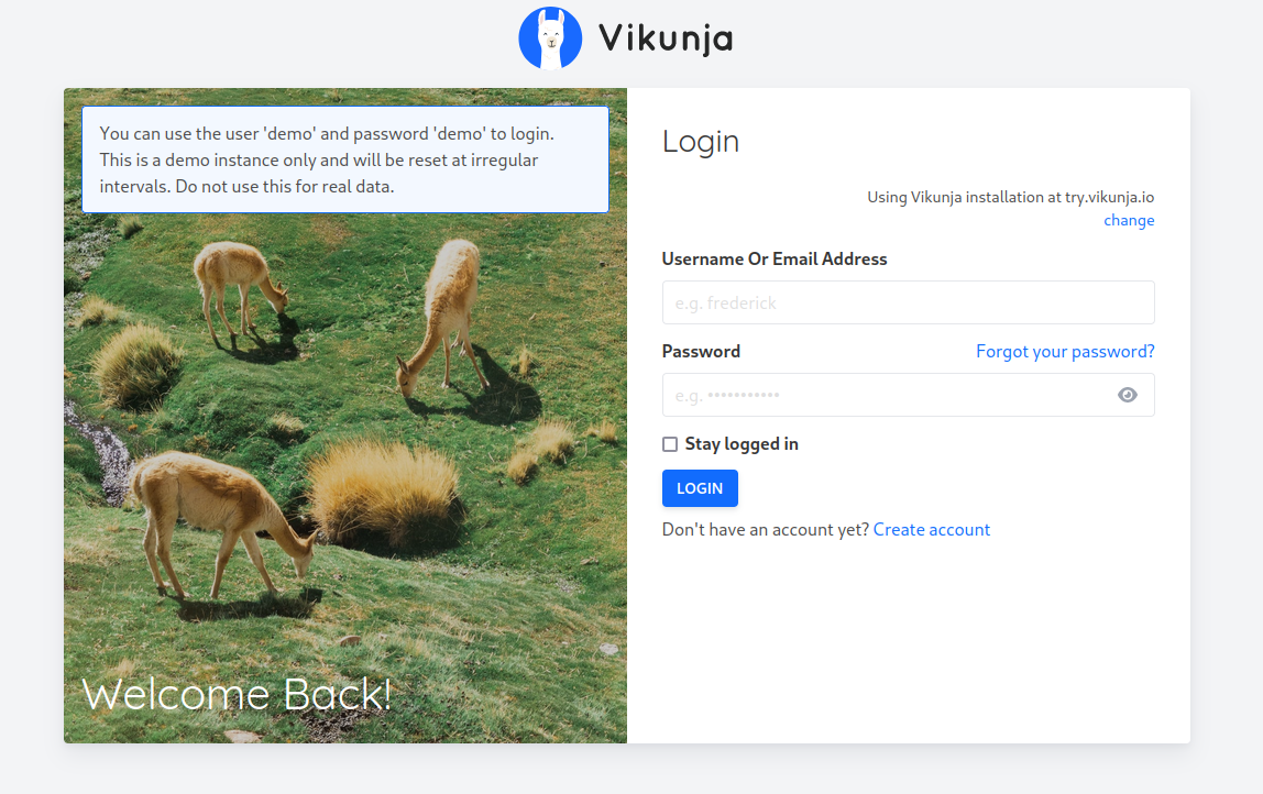 New login page