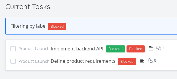 Home page filtered by a label